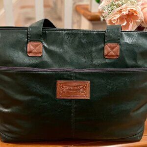Green Leather Large Cypress Wood Shoulder bag